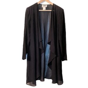 Vintage Black Sheer Ruffle Open Front Kimono Plus Size 14W